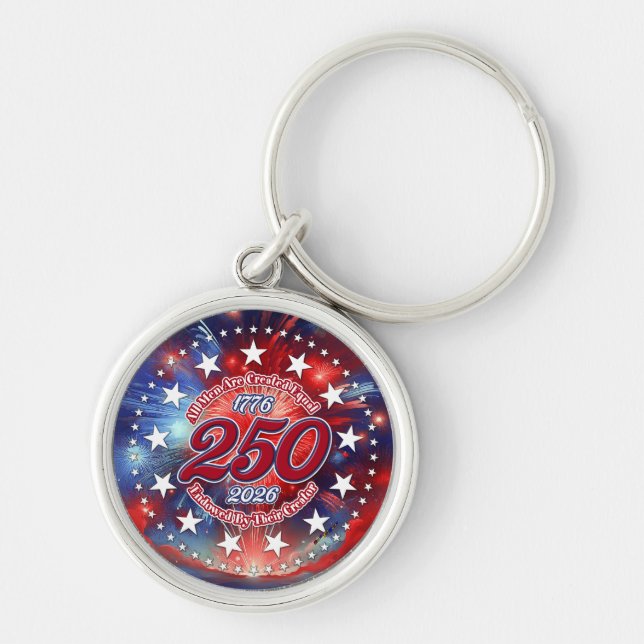 All Men Are Created Graphics Fireworks Clouds Keychain (Front)