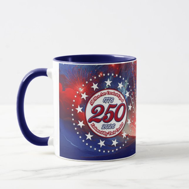 All Men Are Created Graphics Fireworks Clouds Wh Mug (Left)