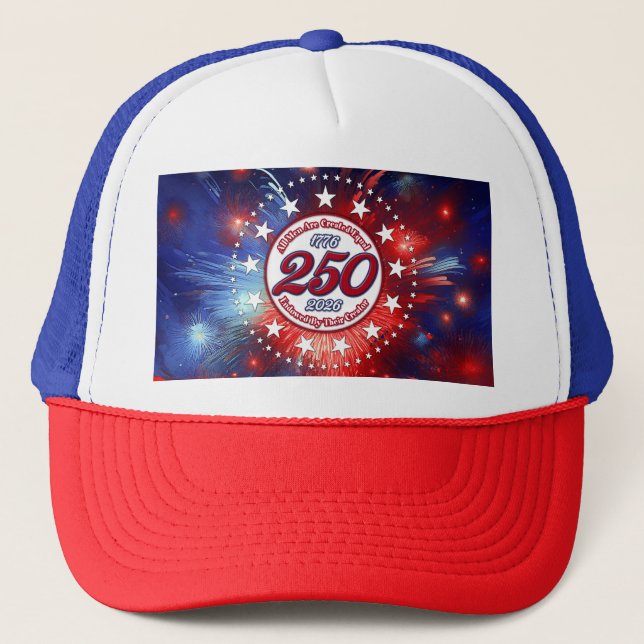 All Men Are Created Graphics Fireworks Clouds Wh Trucker Hat (Front)