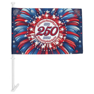 All Men Red White Blue Graphic Fireworks White Car Flag