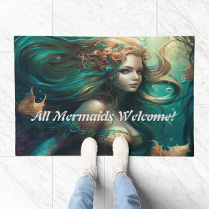 "All Mermaids Welcome!" Doormat