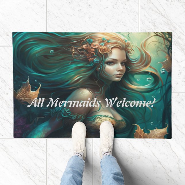 "All Mermaids Welcome!" Doormat (Indoor)