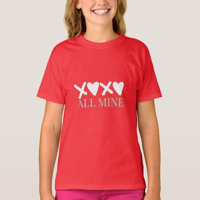 ALL MINE XOXO Valentine Shirt - Minimal Love Desig (Front)