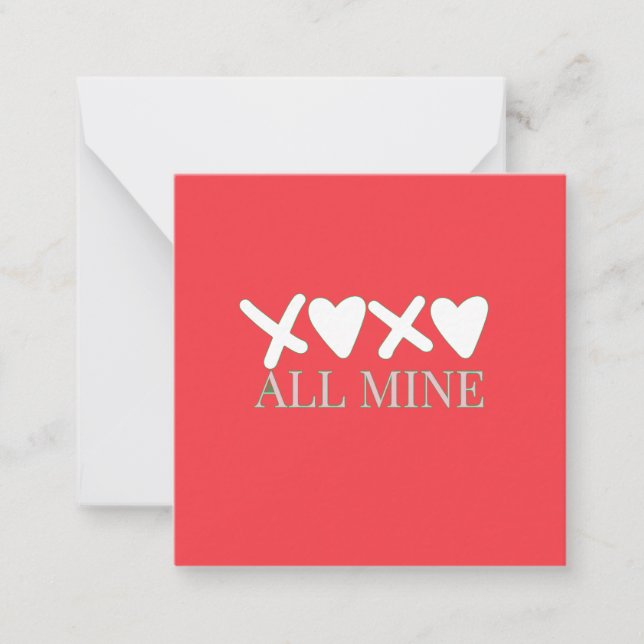 ALL MINE XOXO Valentine Shirt - Minimal Love Desig Note Card (Front)