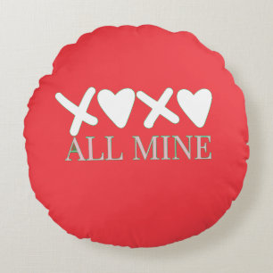 ALL MINE XOXO Valentine Shirt - Minimal Love Desig Round Pillow