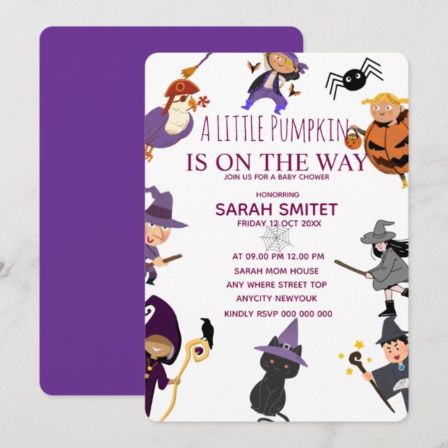All Monsters Birthday Invitation, Halloween Birthd Invitation (Front/Back)