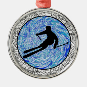 ALL MOUNTAIN SKIING METAL ORNAMENT