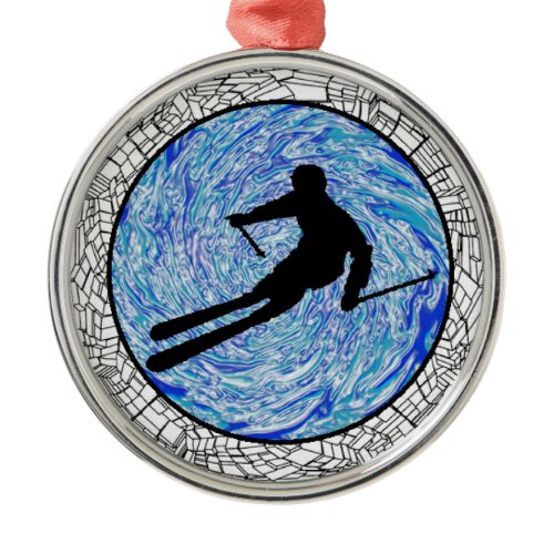 ALL MOUNTAIN SKIING METAL ORNAMENT