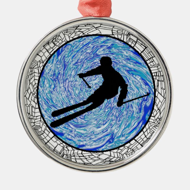 ALL MOUNTAIN SKIING METAL ORNAMENT (Front)