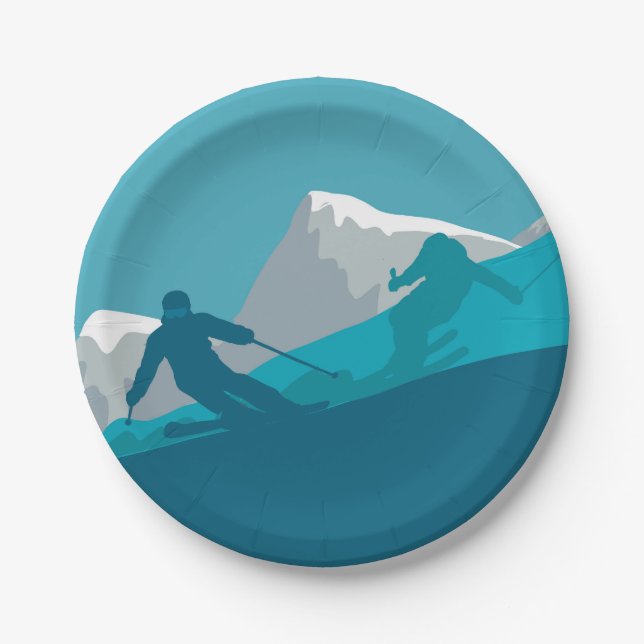 All Mountain Skiing  Paper Plates (Front)