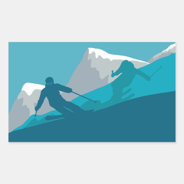All Mountain Skiing    Rectangular Sticker (Front)