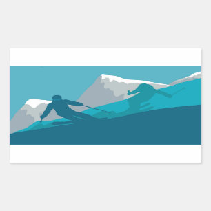 All Mountain Skiing    Rectangular Sticker