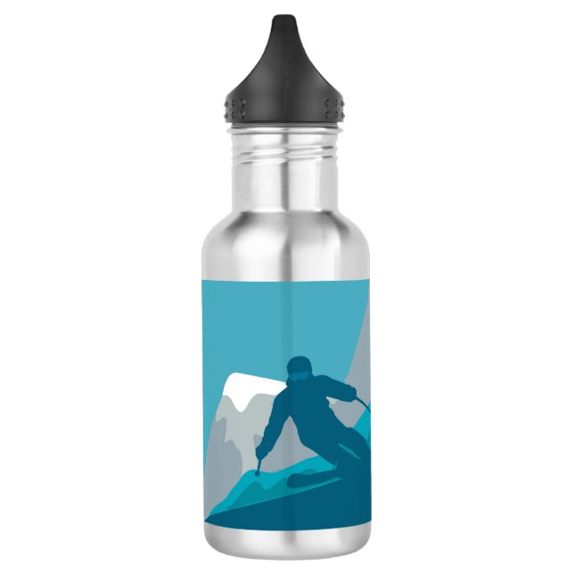 All Mountain Skiing   Stainless Steel Water Bottle (Left)