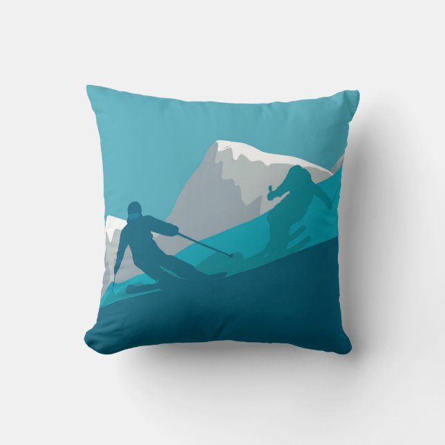 All Mountain Skiing  Throw Pillow (Front)