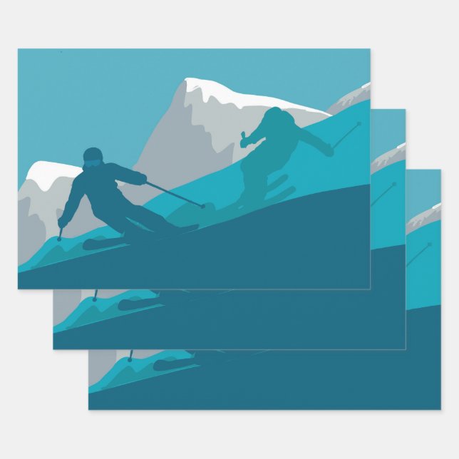 All Mountain Skiing  Wrapping Paper Sheets (Set)