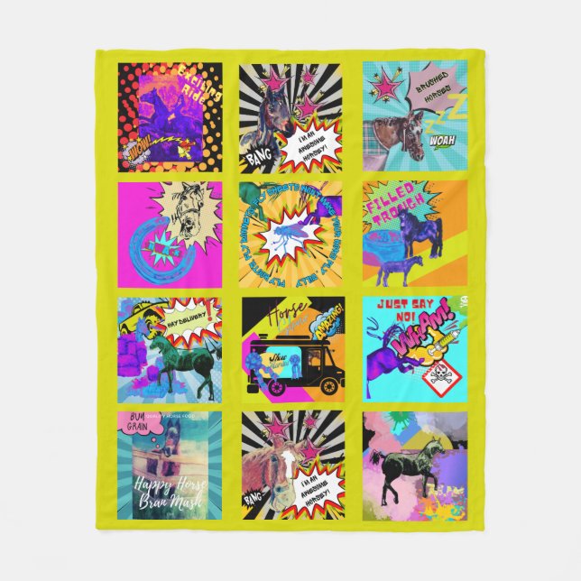 all my cool comic horse designs fleece blanket (Front)