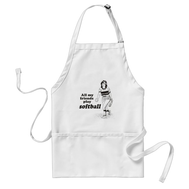 All my friends play softball adult apron (Front)