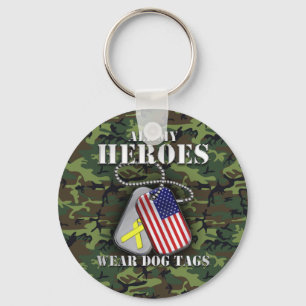 All My Heroes Wear Dog Tags - Camo Keychain
