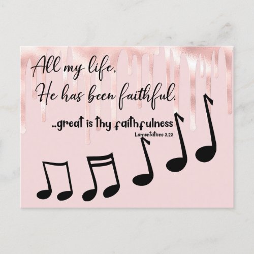 All my Life He Has Been Faithful with Bible Verse Postcard