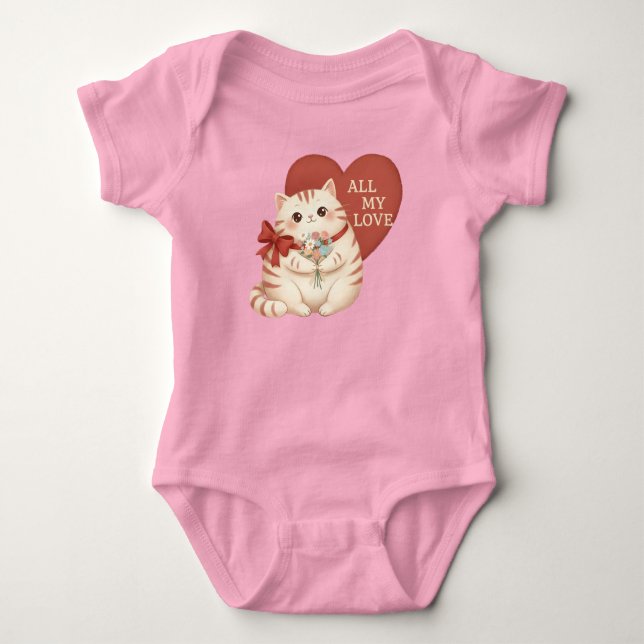 All My Love Tabby Cat Baby Bodysuit (Front)