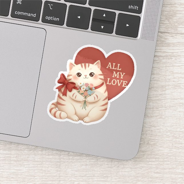 All My Love Tabby Cat Sticker (Detail)
