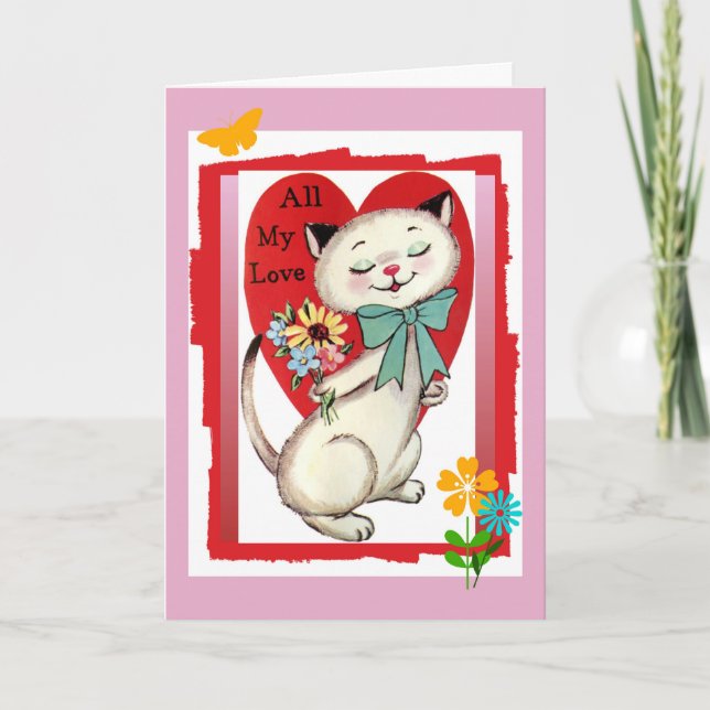 All My Love Valentine Cool Cat Holiday Card (Front)