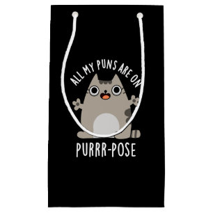 All My Puns Are On Purr-pose Funny Cat Pun Dark BG Small Gift Bag
