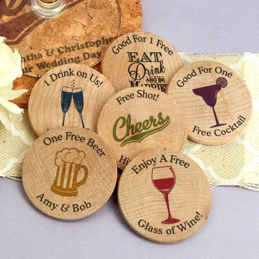 All-Natural Unique Party Favor Wooden Nickels (Front)