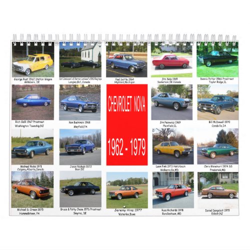 All Novas from 1962-1979 Calendar