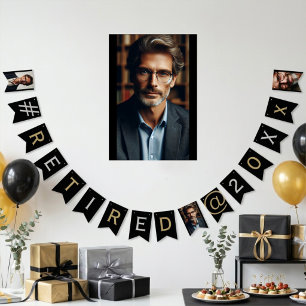 All Occasion 16 Photo or Text in Silver Gold Black Bunting Flags