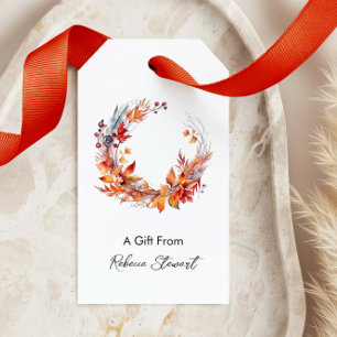 All Occasion Autumn Wreath Personalized Custom Gift Tags