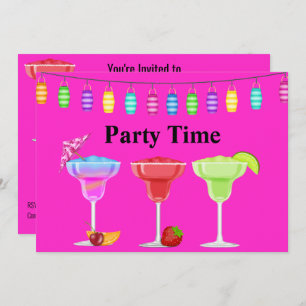 ALL OCCASION BEACH COCKTAIL PARTY FLURO PINK INVITATION