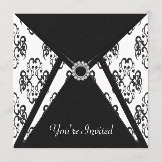All Occasion Black Damask Party Invitation