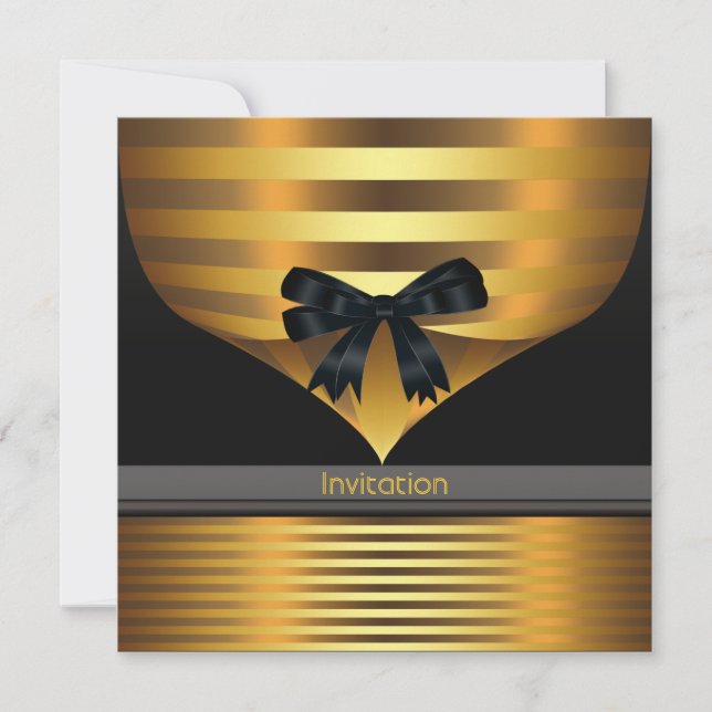 All Occasion Black Gold Party Invitation (Front)