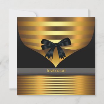 All Occasion Black Gold Party Invitation by decembermorning at Zazzle