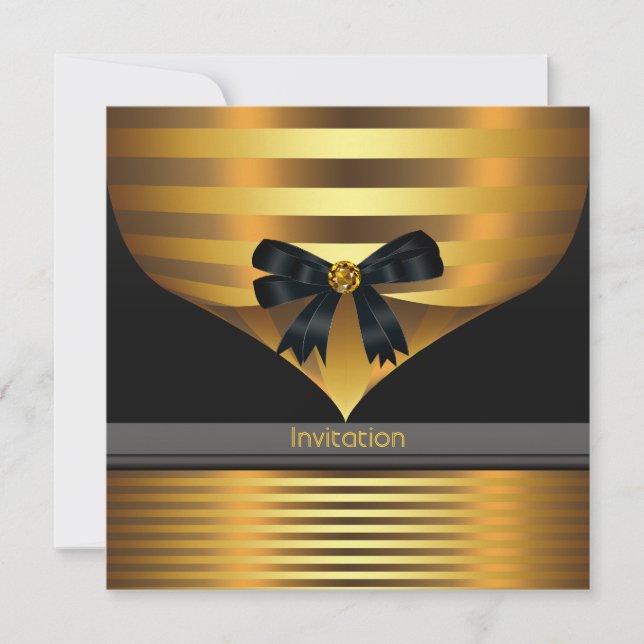 All Occasion Black Gold Party Invitation Template (Front)