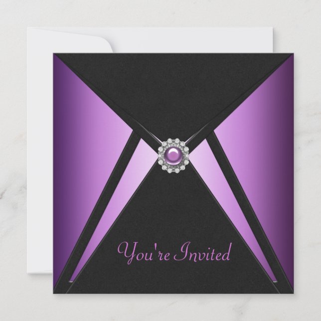 All Occasion Black Purple Party Invitations (Front)