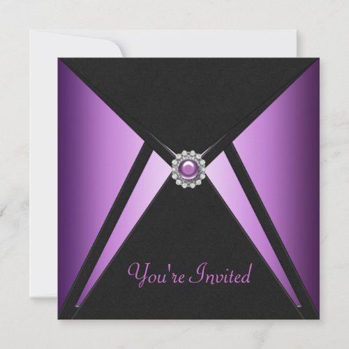 All Occasion Black Purple Party Invitations