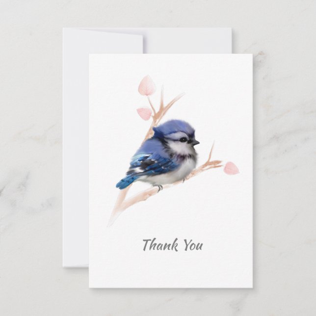 All Occasion Blue Jay Bird Thank You Card (Front)