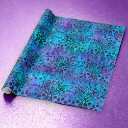 All Occasion Blue Purple Exotic Wrapping Paper