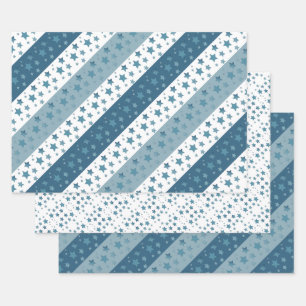 All Occasion Blue Star Print Gift Wrap