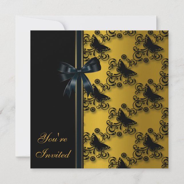 All Occasion Butterfly Gold Invitation Template (Front)