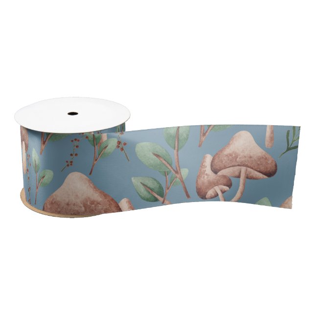 All Occasion Dusty Blue Eucalyptus Forest Mushroom Satin Ribbon (Spool)