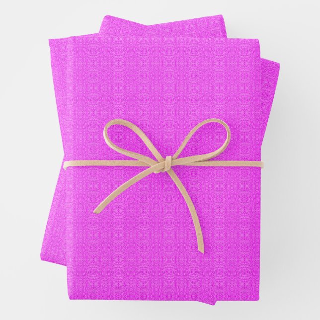 All-Occasion Elegant Abstract Pattern in Neon Pink Wrapping Paper Sheets (In situ)