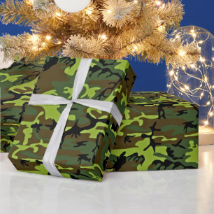All-occasion green/black hunter camouflage wrapping paper