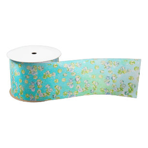 All Occasion Luxury Aqua Blue Green Sequins Satin Ribbon