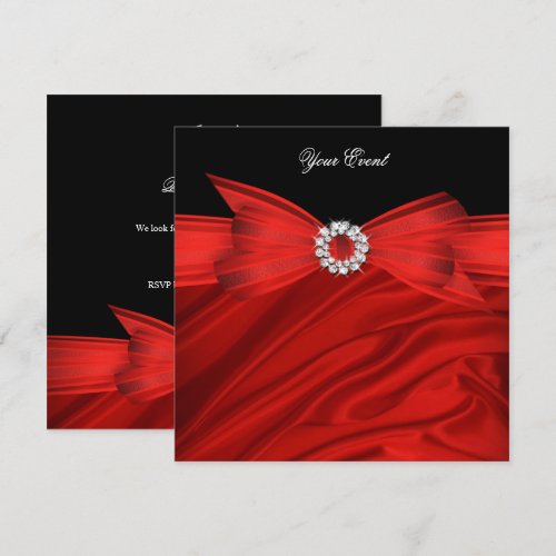 All Occasion Luxury Red Bow Black Party Personalized Announcement
