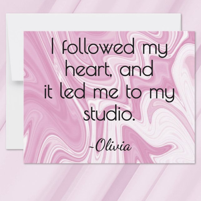  All-Occasion Name Pink and White Marbled Ink Flat Note Card (Creator Uploaded)