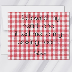 All-Occasion Name Red and White Gingham Flat Note Card
