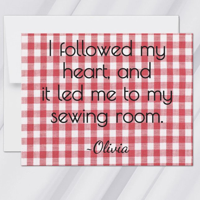 All-Occasion Name Red and White Gingham Flat Note Card (Creator Uploaded)